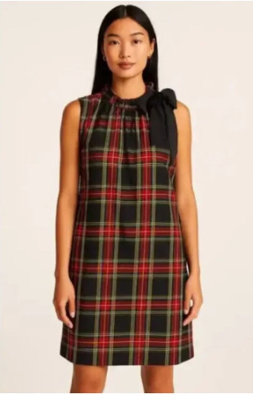 J. Crew Factory Stewart Tartan Plaid Sleeveless Dress with Bow Size 4